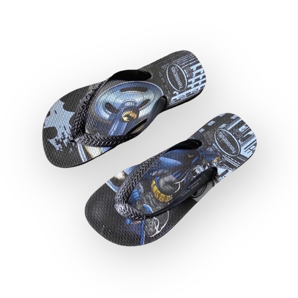 Havaianas ☻ Batman Print Flip Flops ☻ Brazilian Beach Sandals ☻ Black Size 1 2 - Picture 7 of 16
